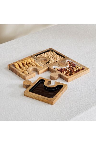 Home Box Nordic Wooden Puzzle Tray - 35.5x35.5x2.5 cm