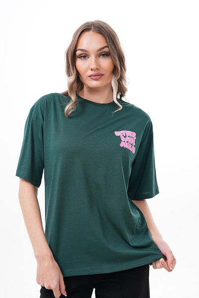 ŞİMAL Women's Back Print Detailed Crew Neck Oversize T-Shirt 250151   -