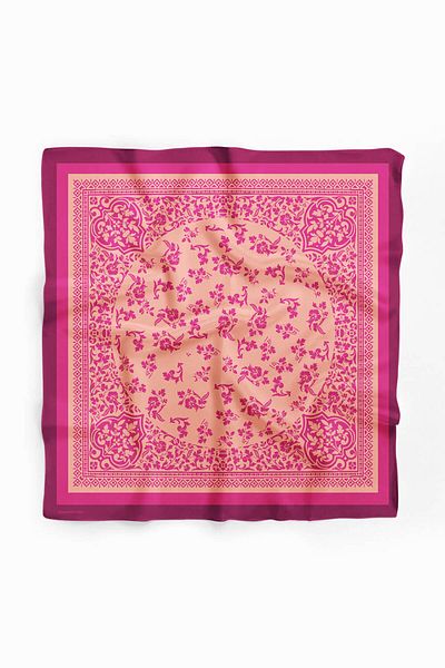 Modabutik Women's Vintage Patterned Bandana Pink Dg0206-22