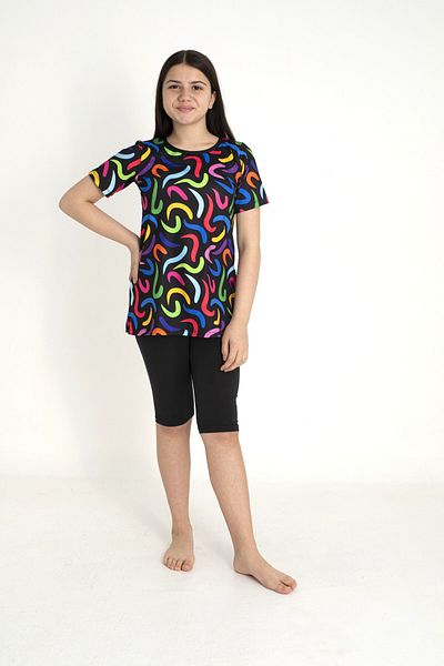 SEBOTEKS Girl's Swimsuit with Short Sleeve Tights 35107