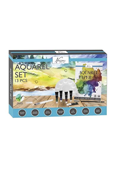 Nassau fine art Set pictura 13 piese Starter culori acuarela, panza, accesorii