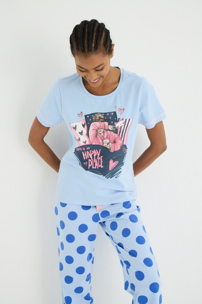 İPEKTENİM Set pijamale imprimate cu buline