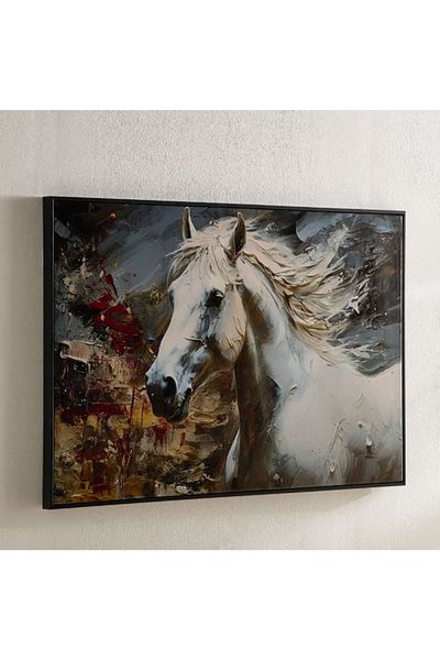 Home Box Fossel Abstract Horse Framed Picture with ABS High Gloss Surface - 60x90x3 cm