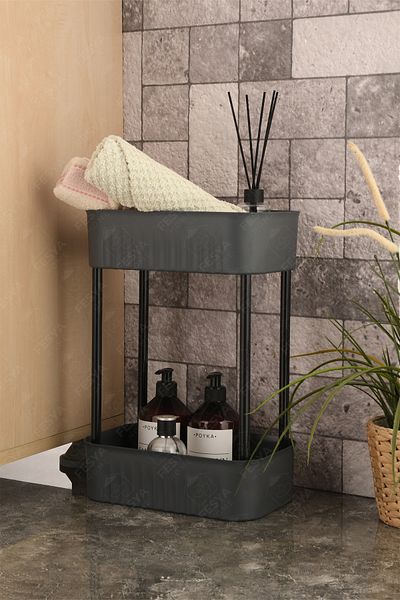 Fesya Home Οργάνωση ντουλαπιού μπάνιου πολλαπλών χρήσεων 2 επιπέδων - Anthracite
