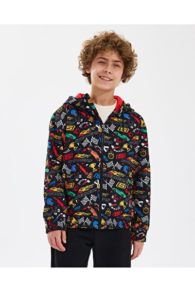 SKECHERS B Micro Full Zıp Jacket Büyük Erkek Çocuk Siyah Yağmurluk Sk2510078-001