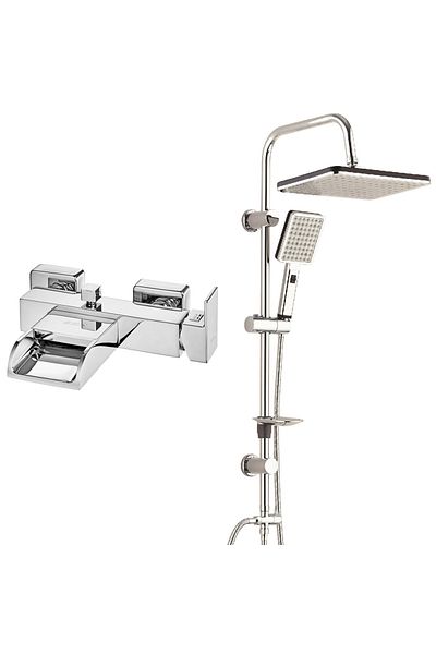 Eca Natura Bathroom Faucet+T-May Bathroom Hyacinth Square Top Shower Set Set Stainless Chrome