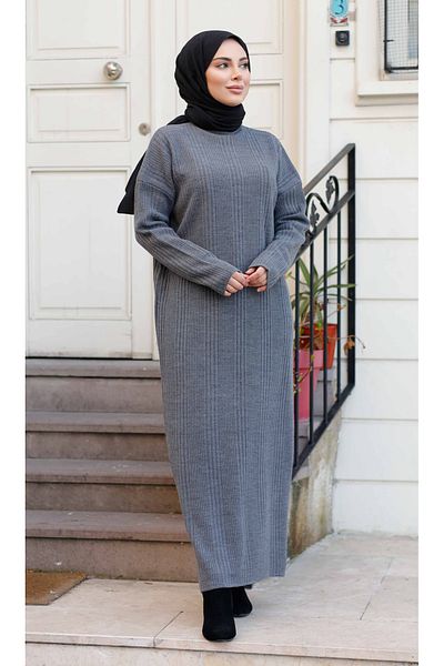 Pamuk Butik Women's Ribbed Long Knitwear Dress