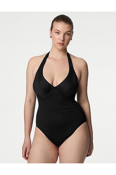 DEEP BEACH Halter-Neck Swimsuit with Underwire