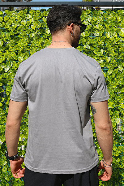 EydaMoon Men's Gray Lycra Regular Fit 100% Thin Cotton T-Shirt