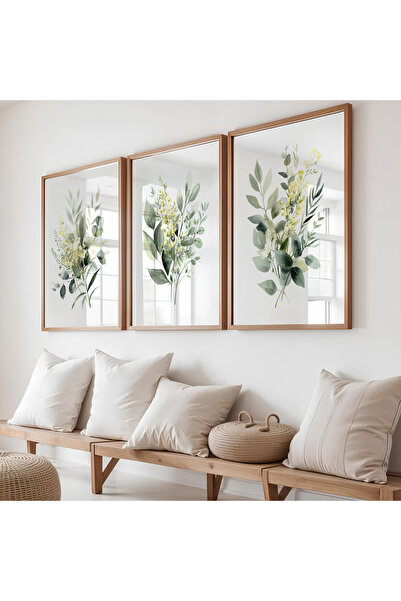 ARTCASTLE 3-компонентен комплект картини с дървена рамка „Цветя“