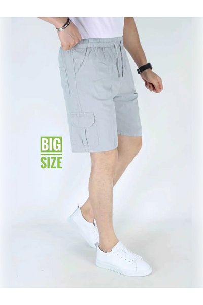 BEYAZTOPTAN Men's Hambez 100% Linen Oversize Commando Pocket Shorts