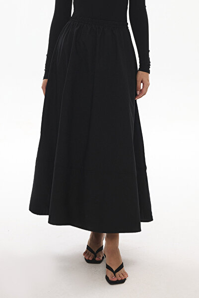 Hooopstore BLACK LINED SKIRT WITH RUBBER