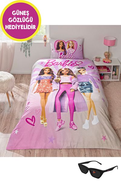 Taç Taç Licensed Barbie Shine Cotton Single Duvet Cover Set with Gift