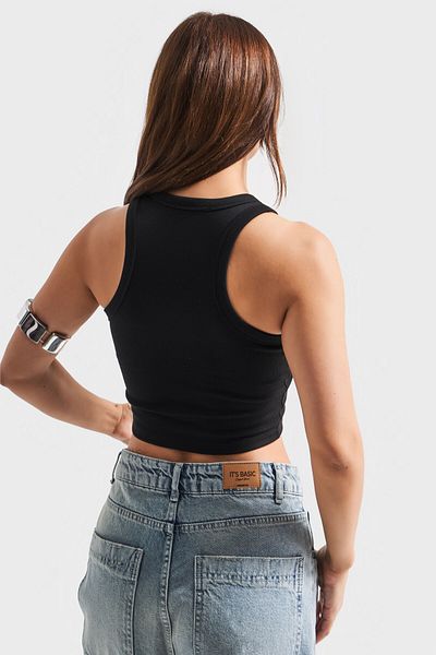 its basic Women's Black Color Halter Neck Slim Fit Camisole Crop Top