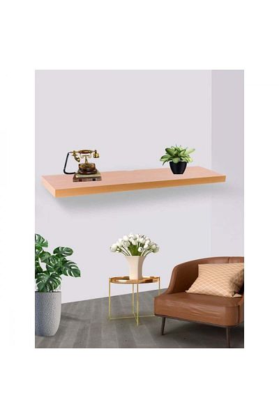 co arma Modern Design Beige 80cm Rectangular Wooden Wall Mount Shelf