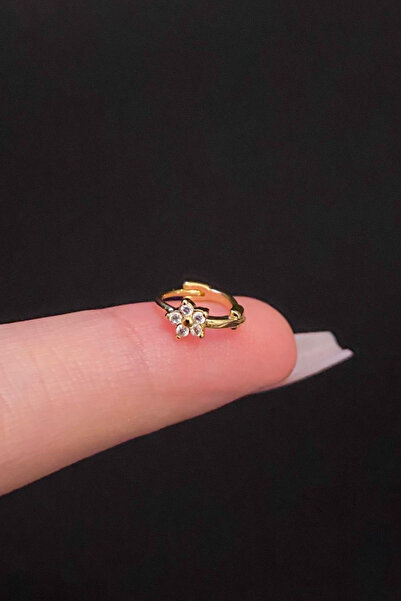 Blisse Piercing Kadın Çiçek Zirkon Taşlı Tragus Helix Kıkırdak Halka Çelik Pi...