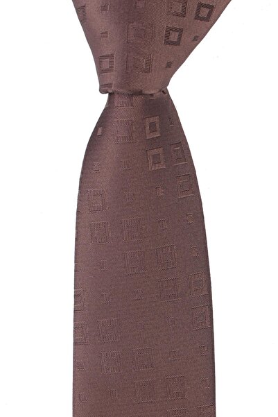 Esgue Тонкий коричневий краватка з візерунком, 6 см. Ручна робота.