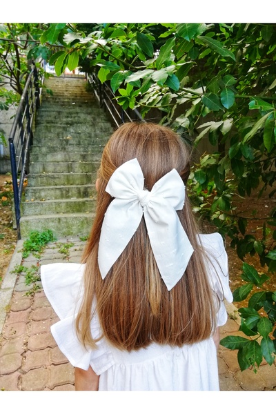 NEW BOWS BANDS Girl's Hair Clip - Large Pinwheel Clip and White Points
