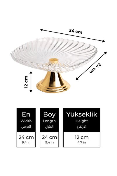 Fiyakalı Ürünler Atölyesi Gold Footed Square Glass Presentation Bowl, Wrapping, Stuffed, Salad, Fruit, and Cake Presentation Stand, Dowry Bowl