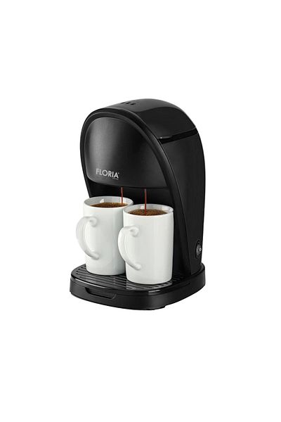 Floria Zln9297 Coffee Maker, Nylon Filter, Measuring Cup, 2 Cups Included, Black