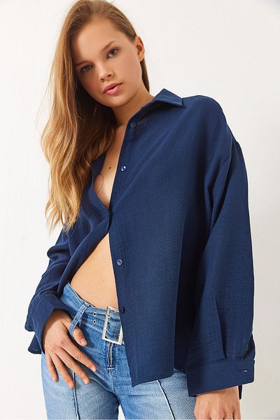 Bianco Lucci Damen-Basic-Shirt aus Musselin mit langen Ärmeln in Übergröße 34363 60282004
