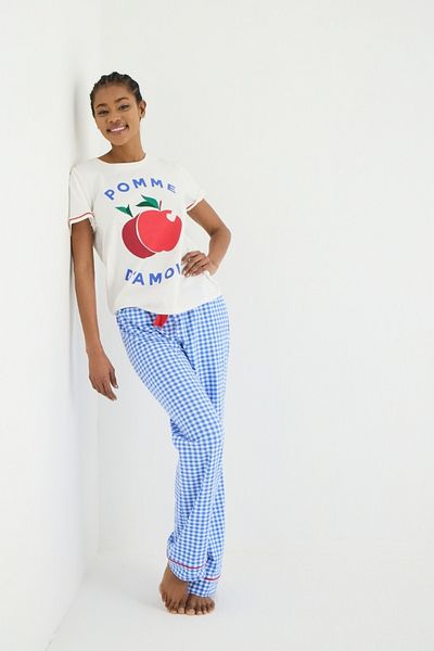 İPEKTENİM Set de pijamale cu țevi cu imprimeu Gingham Apple