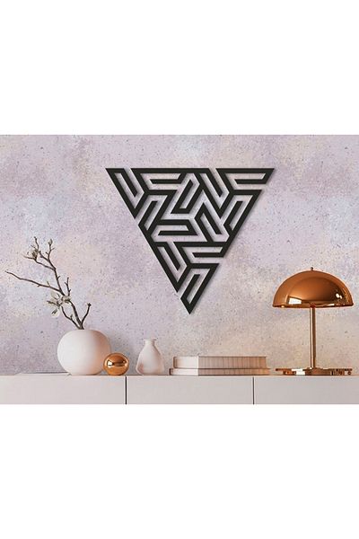 NT Handmade Pictură Triunghi Abstract Decorație de Perete din Lemn Negru Tăiat cu Laser pentru Sufragerie Pat Dormitor Copii Birou