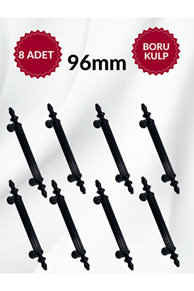 MKLAKS 96 Mm Siyah Plastik Çekmece Boru Kulp 8li Paket – Şık Ve Dayanıklı Tas...