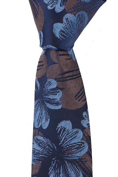 Esgue Slim Fit Maro - Albastru Motiv Floral Slim 6 cm. Cravată făcută manual