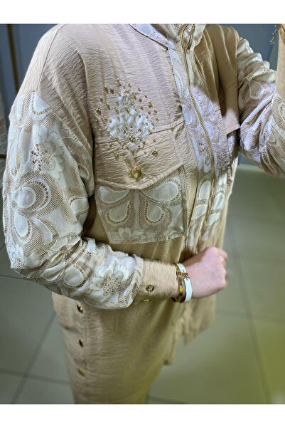 Moodbasic Marwa by moodbasic GOLD DANTELLİ İŞLEMELİ CUPRA TAKIM