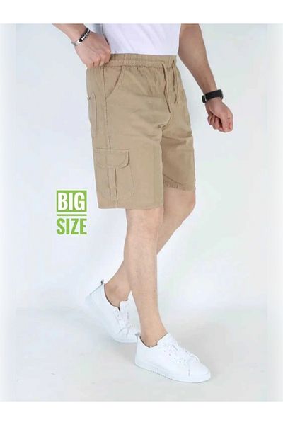 BEYAZTOPTAN Men's Hambez 100% Linen Oversize Commando Pocket Shorts