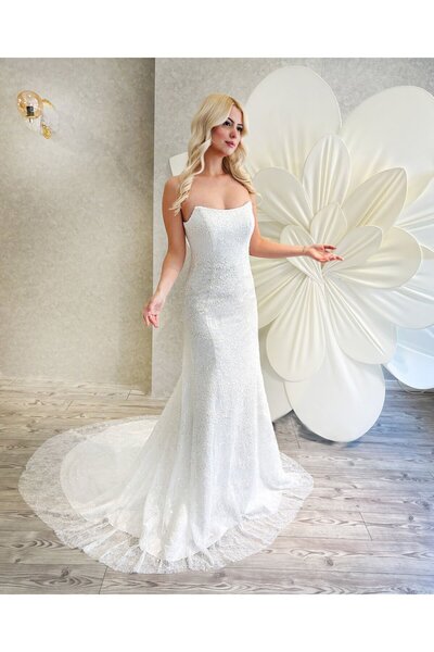 Gold Moda Wedding ELENA | İşlemeli Dantelli Balık Model