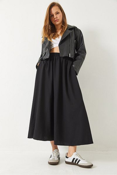 Bianco Lucci Women's Waist Lasikçi Pocket Translator Long Skirt