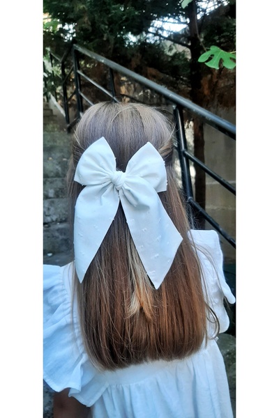 NEW BOWS BANDS Girl's Hair Clip - Large Pinwheel Clip and White Points