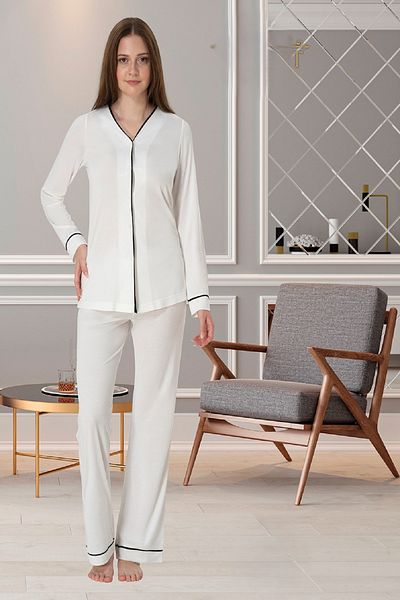 Puerpera Front Buttoned Ribbed Maternity Pajamas and Dressing Gown Set 5074