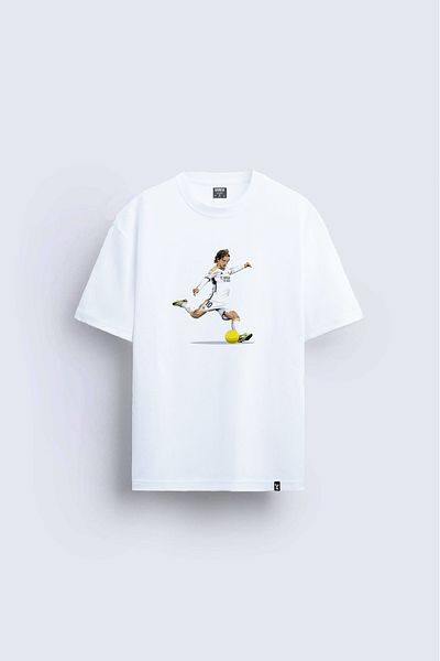 sielta Luka Modric Printed Crew Neck Regular Fit White T-Shirt T-Shirt