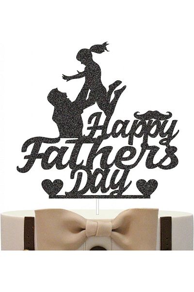 Generic Cake Decoration "happy Father's Day", Paper, Black, 14.4 X 13.7 Cm