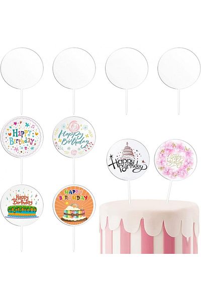 Miotlsy Set of 8 Miotlsy cake decorations, acrylic, transparent, 10 x 16 cm