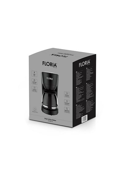 Floria Coffee Maker Zln9273 Black, Power 600w, Automatic Shut-Off, 1.2 Liter Jar