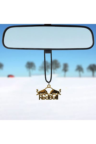 NMC Car Mirror Hanging Pendant RedBull Logo Metal Mini Decoration Chain 1 Pc Gold Fancy Pendant