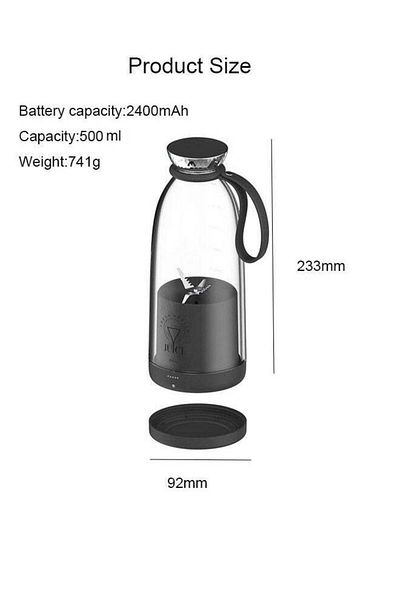 Gerenic 500ml Portable Mini Blender for Fresh Juice Smoothies Shakes with USB Rechargeable Juicer Cup