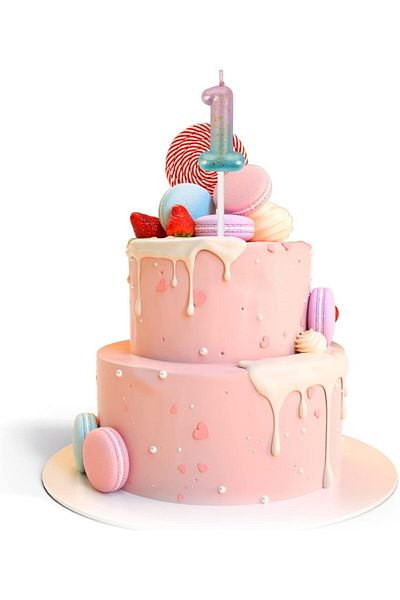 PARTY GO Cake Candle, Number 1, Wax, Pink/Blue/Gold, 9 Cm