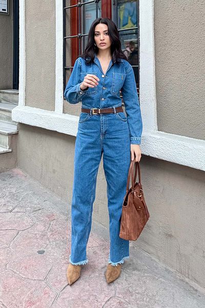 Pulmulier Copy - Denim Jumpsuit with Tassels