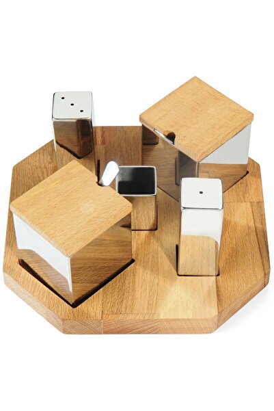 Generic Brand Groovy Five-piece Square Salt Shaker - Spice Rack mat-shiny Set