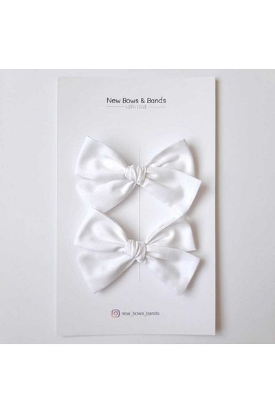 NEW BOWS BANDS White Bow BucKle for Girl and Baby - Set of 2