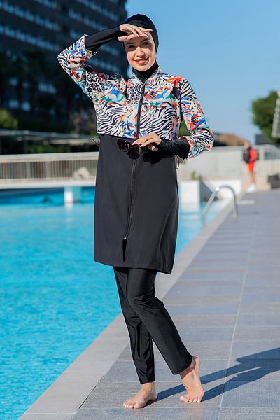 REMSA Full Covered Hijab - Swimsuit 25217-1 Black
