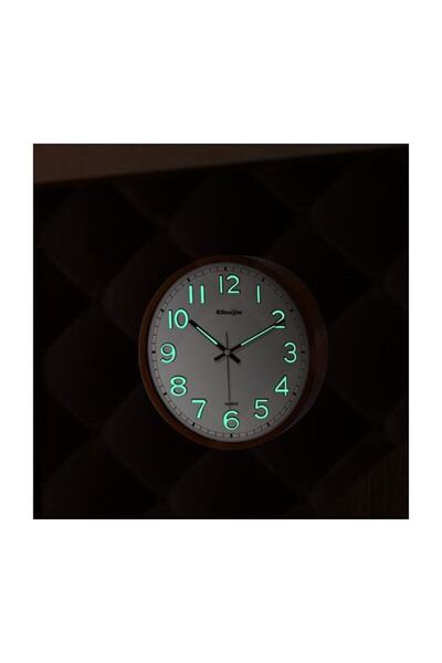 M3DECORİUM Sessiz Kayar Saniyeli Fosforlu 22 Cm Karanlıkta Okunabilen Ahşap Dekor Mineral Camlı Duvar Saati