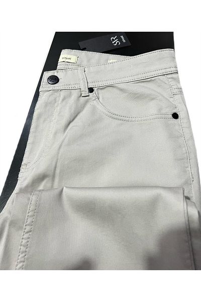SÜVARİ Slim Fit Stripe Patterned 85% Cotton Thin Linen Trousers