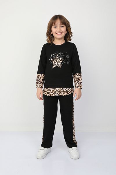 e-çocuk Girl's Leopard Star Suit 37037
