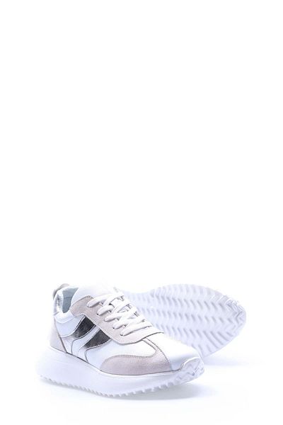 Ayakkabıhane În interior și în exterior Pantofi sport de damă din piele naturală alb argintiu AH 081362611014